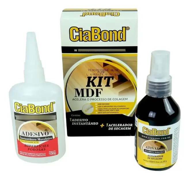 Adesivo Instantâneo + Acelerador Kit Mdf Cola Cianoacrilato