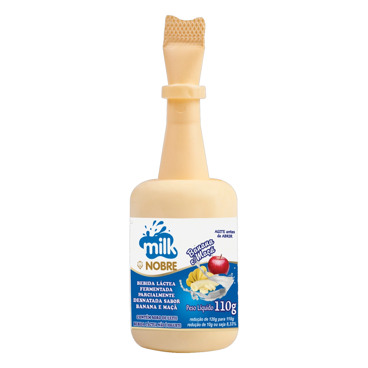 Bebida Láctea Fermentada Banana Com Maçã Parcialmente Desnatada Milk Nobre Squeeze 110g