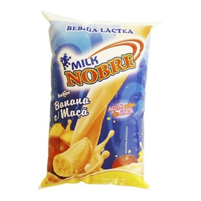 Bebida Láctea Fermentada Parcialmente Desnatada Banana Com Maçã Milk Nobre Pacote 900g