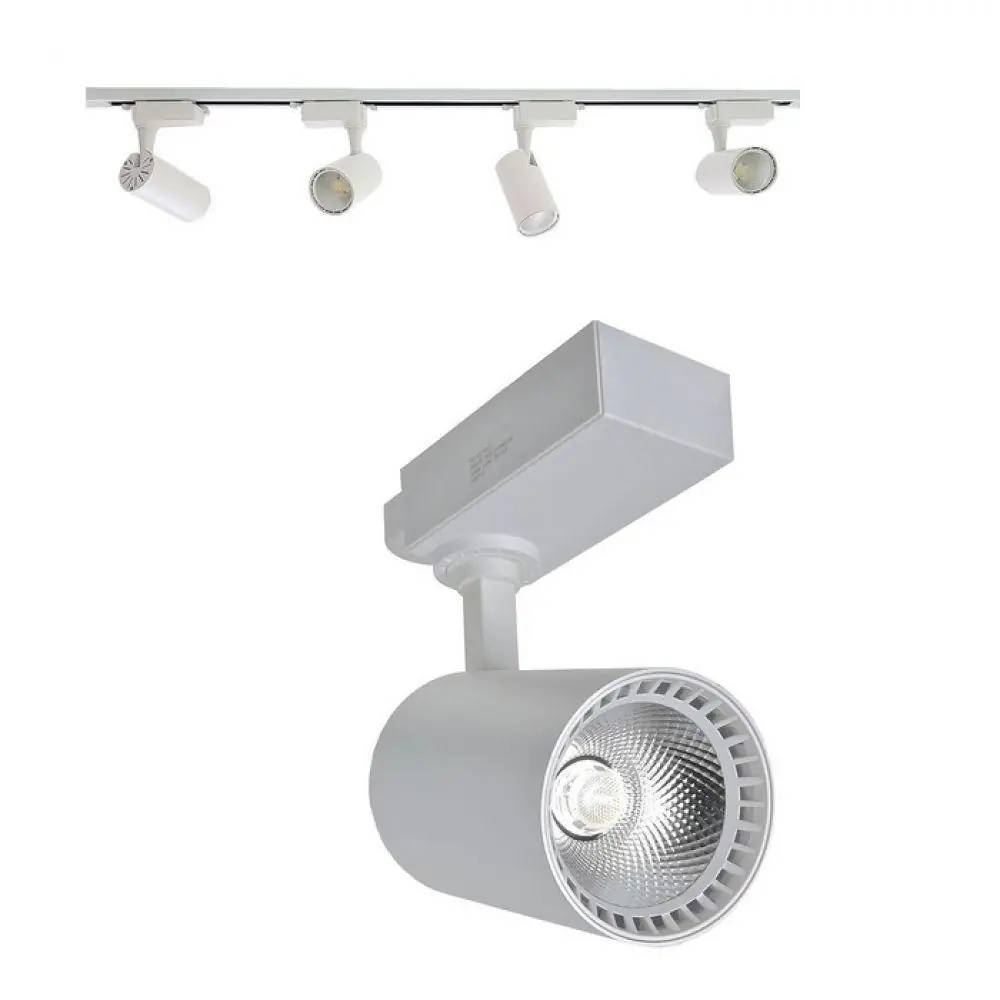 Trilho Eletrificado 2m E 5 Spot Led 10w 3000k Bivolt Branco