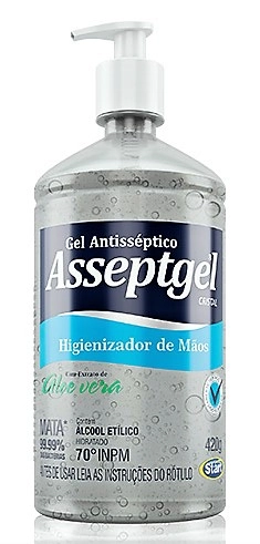 Alcool Gel Asseptgel 420g Antisseptico Crystal