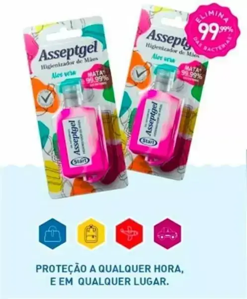 ALCOOL GEL ASSEPTGEL CRISTAL CHAVEIRO 26G BLISTER