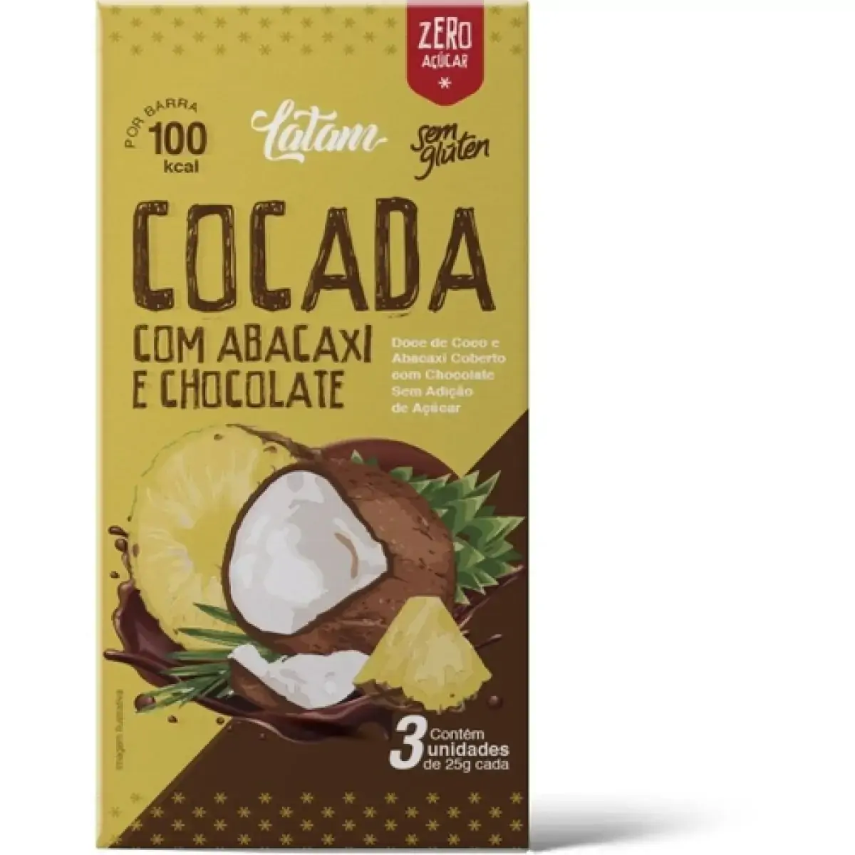 Cocada com Abacaxi Latam Caixa 3 Unidades 22g Cada