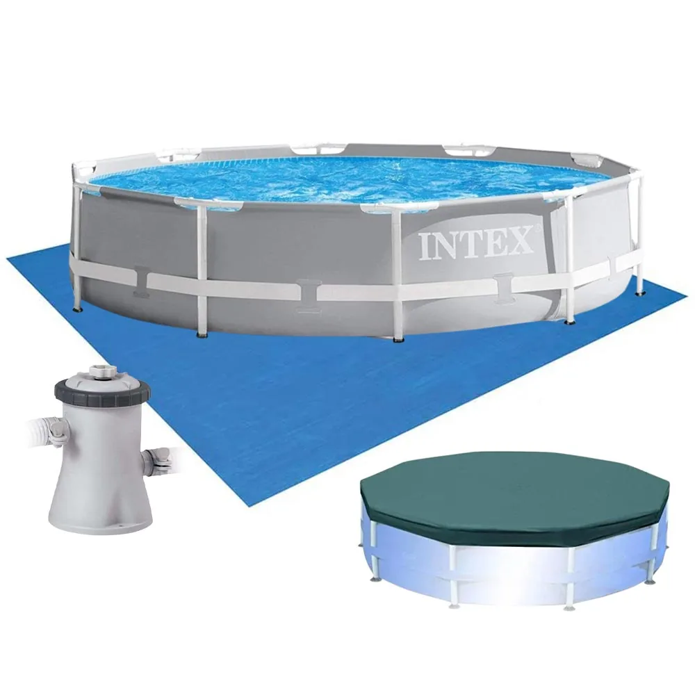 Piscina Intex 4.485 Litros Estrutural Prism Cinza Capa Bomba E Forro