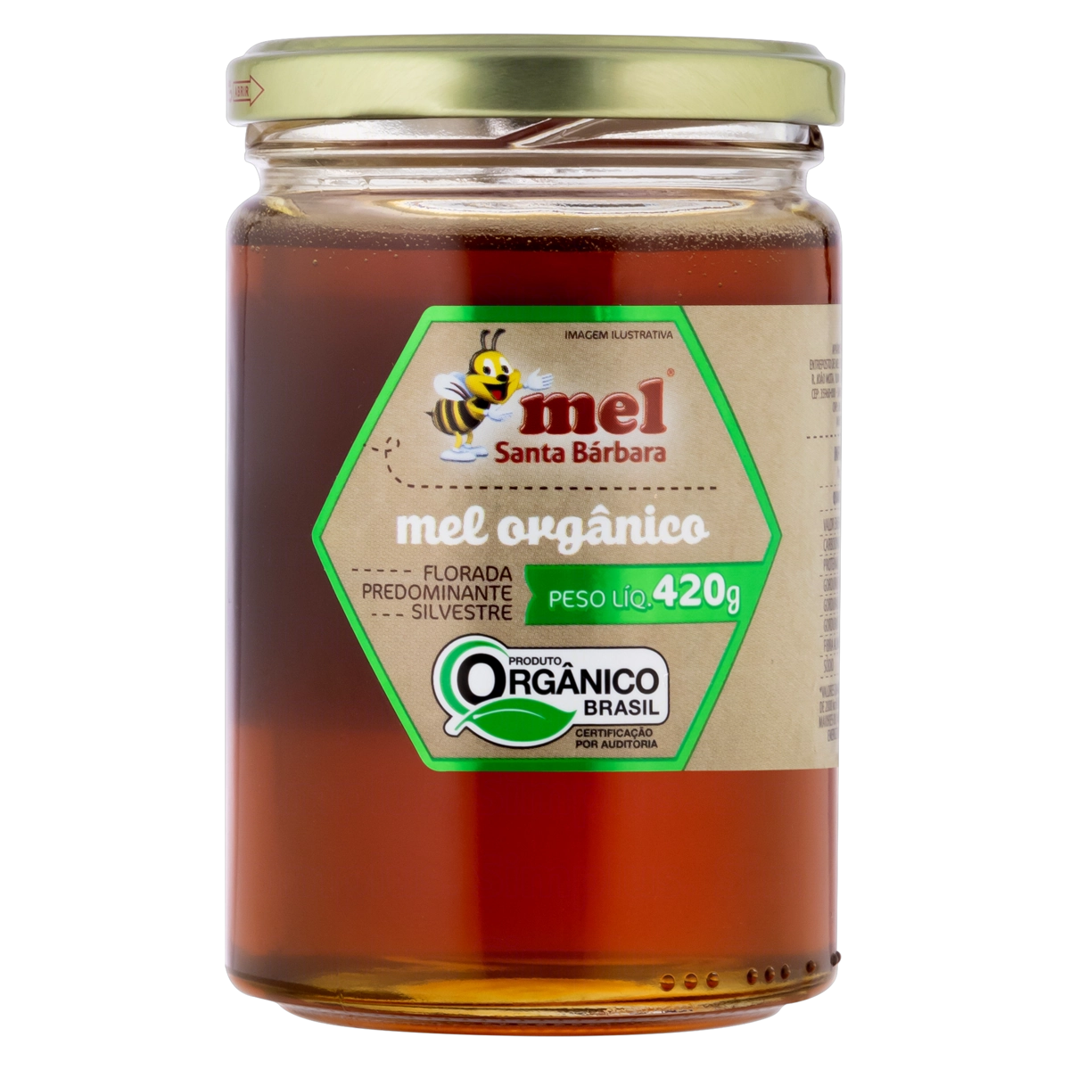 Mel Florada Silvestre Orgânico Mel Santa Bárbara Vidro 420g
