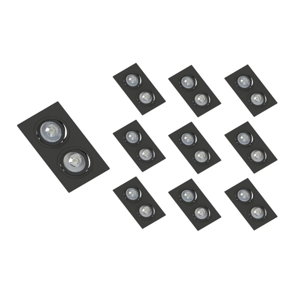 10 Spots De Embutir Plano Save Energy Para 2 Lâmpadas Par 20 E27 Bivolt Preto