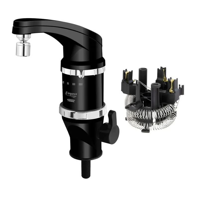 Torneira Elétrica Fame Elegance 4 Temperaturas De Bancada Preta 220v + Resistência