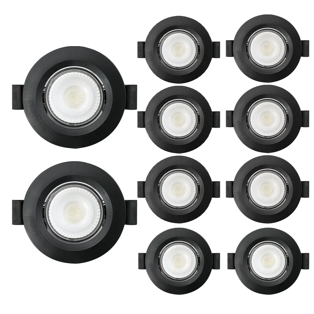 Kit 10 Spot De Led Embutir Slim Mr16 Redondo 6w Preto Bivolt 3000k Quente