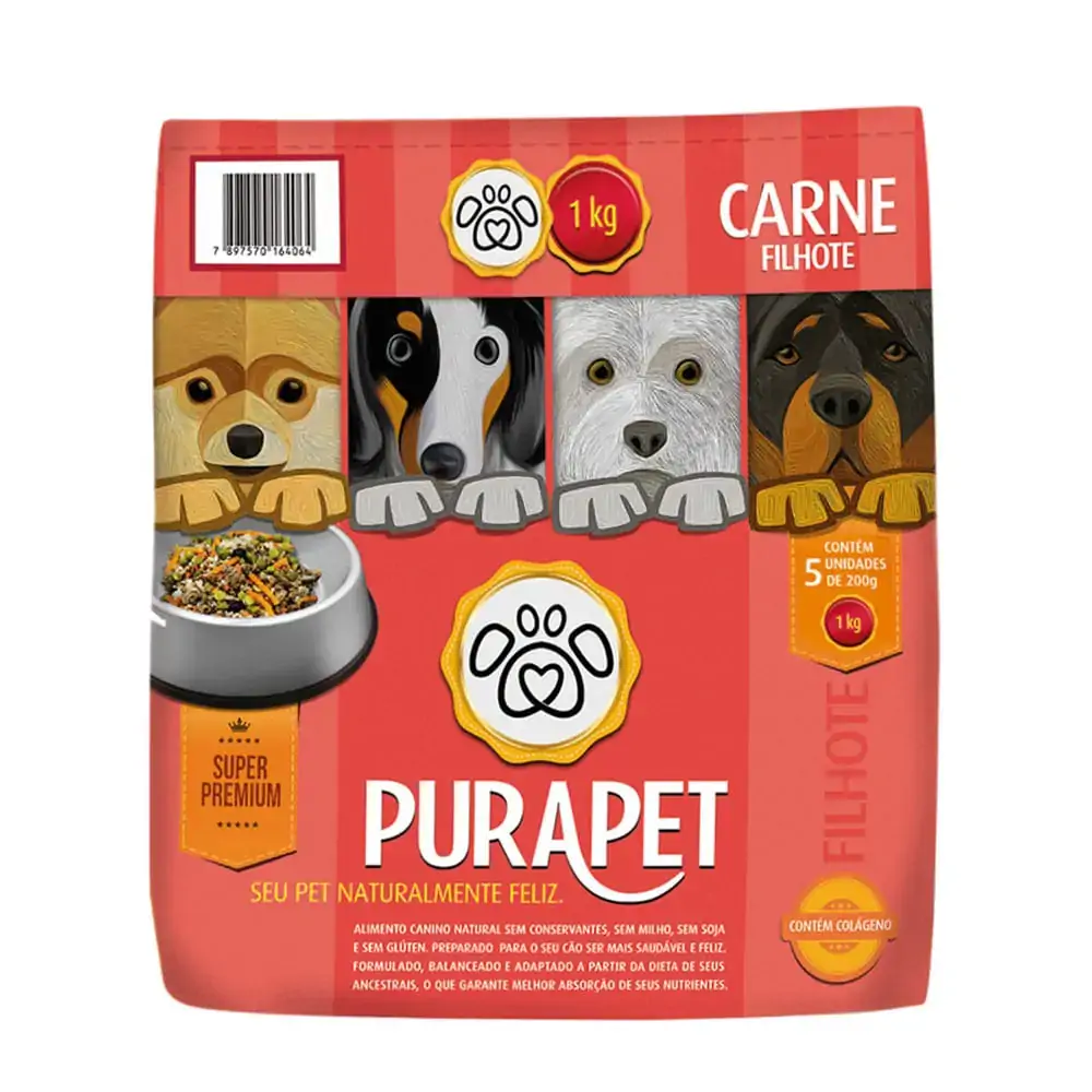 Alimento Cozido Carne Purapete Filhotes 1k
