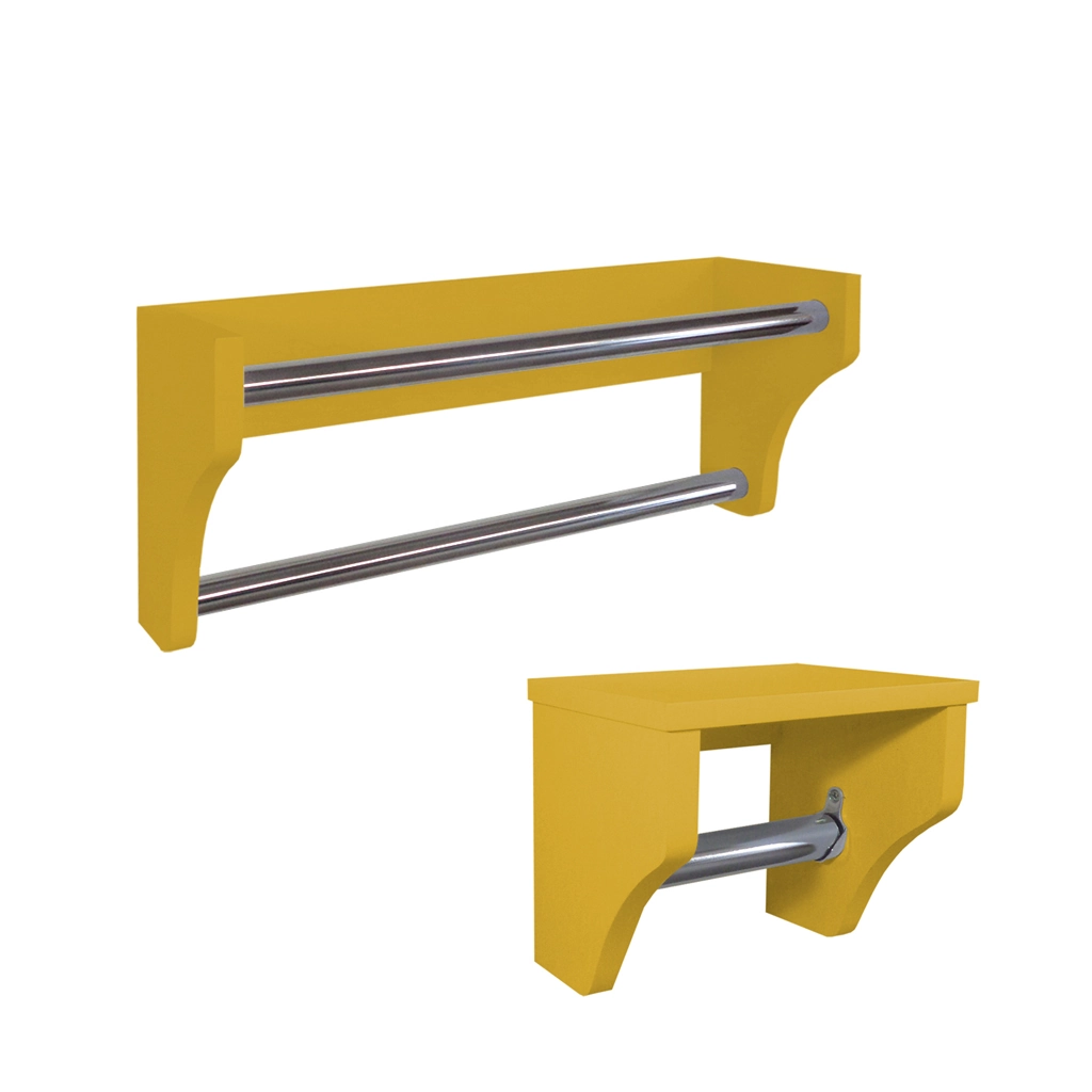 Kit Acessórios Para Banheiro Conjunto 2 Peças Porta Toalhas Papel Higiênico Amarelo Laca
