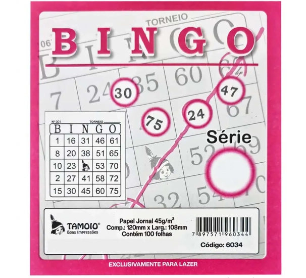 Cartela De Bingo Tamoio Rosa 100fls 06034