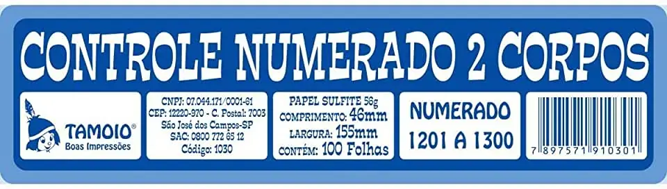 Consumo Controle Numerado 2 Corpos Tamoio