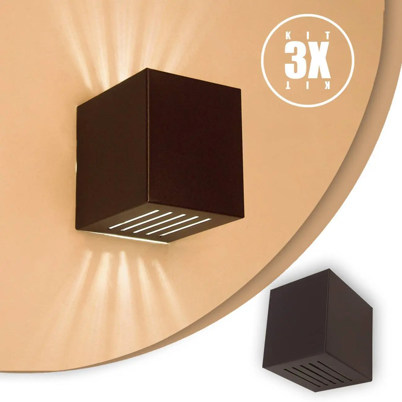 Arandela Frisada Parede Externa/ Interna 10 Fachos Marrom Kit 03 Unidades