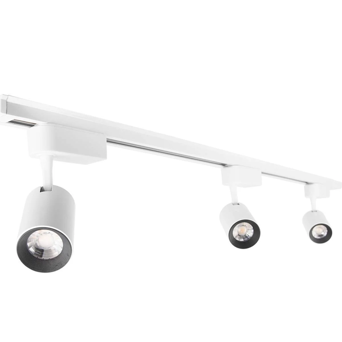 Kit Trilho Eletrificado 1 Metro Branco + 3 Spots Led 7w Branco Quente Branco Bivolt