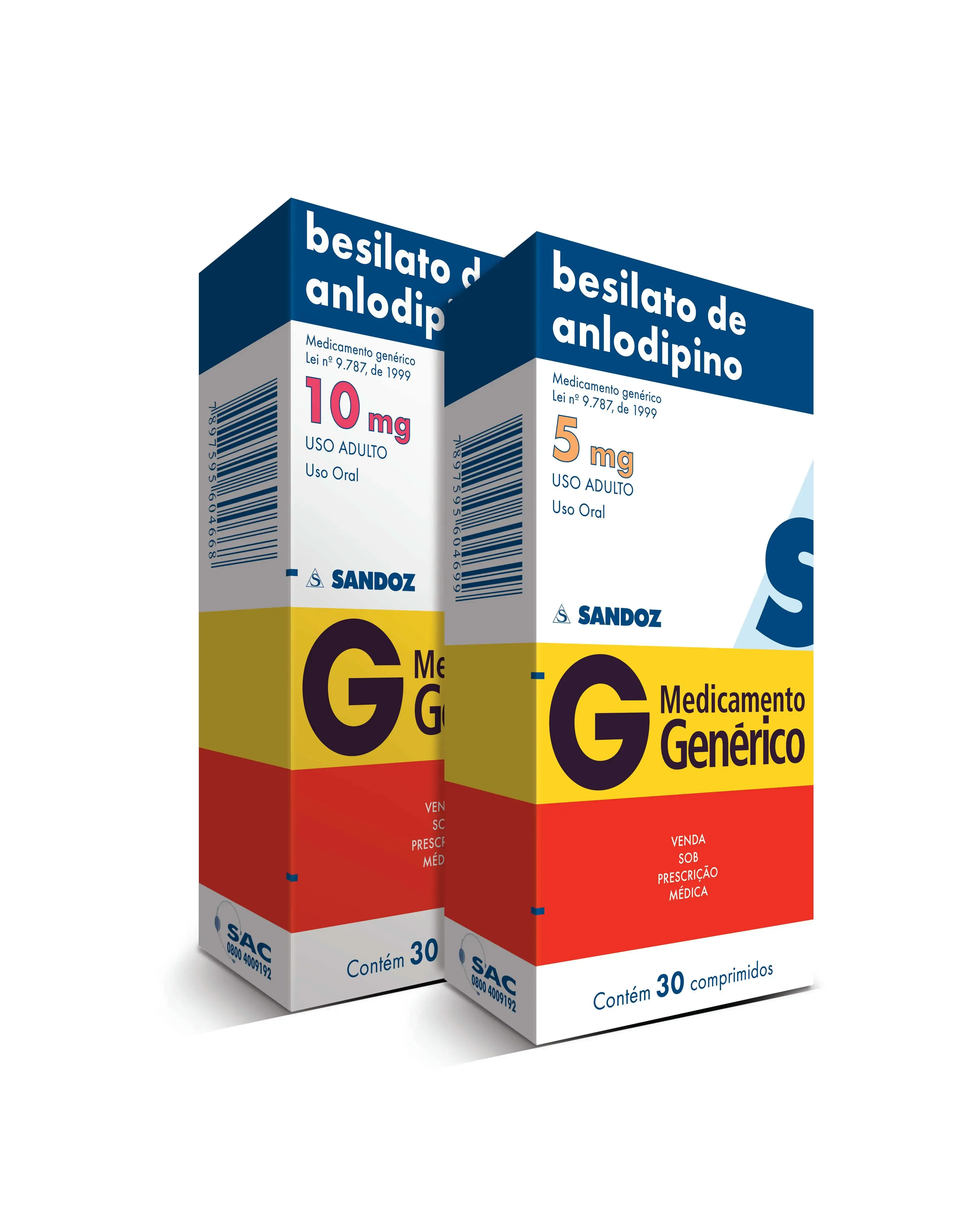 Besilato De Anlodipino 5 Mg 20 Comprimidos Sandoz Genérico