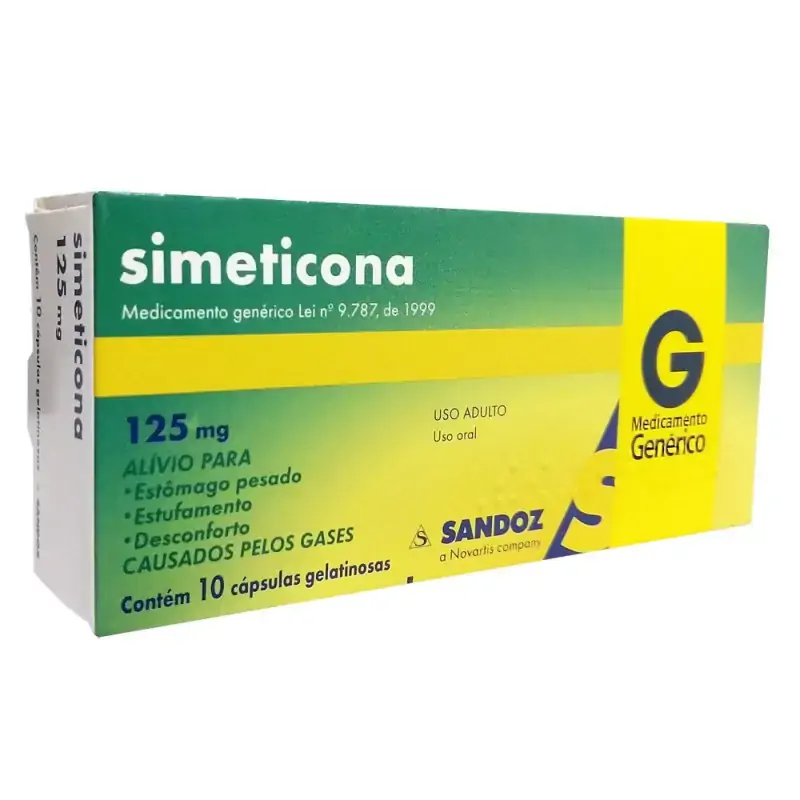 Simeticona 125mg Sandoz Caixa 10 Cápsulas Gelatinosas