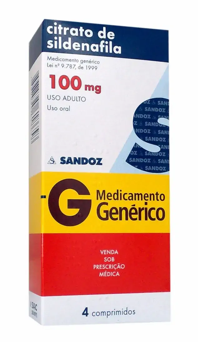 Citrato De Sildenafila 100mg Sandoz Caixa 4 Comprimidos
