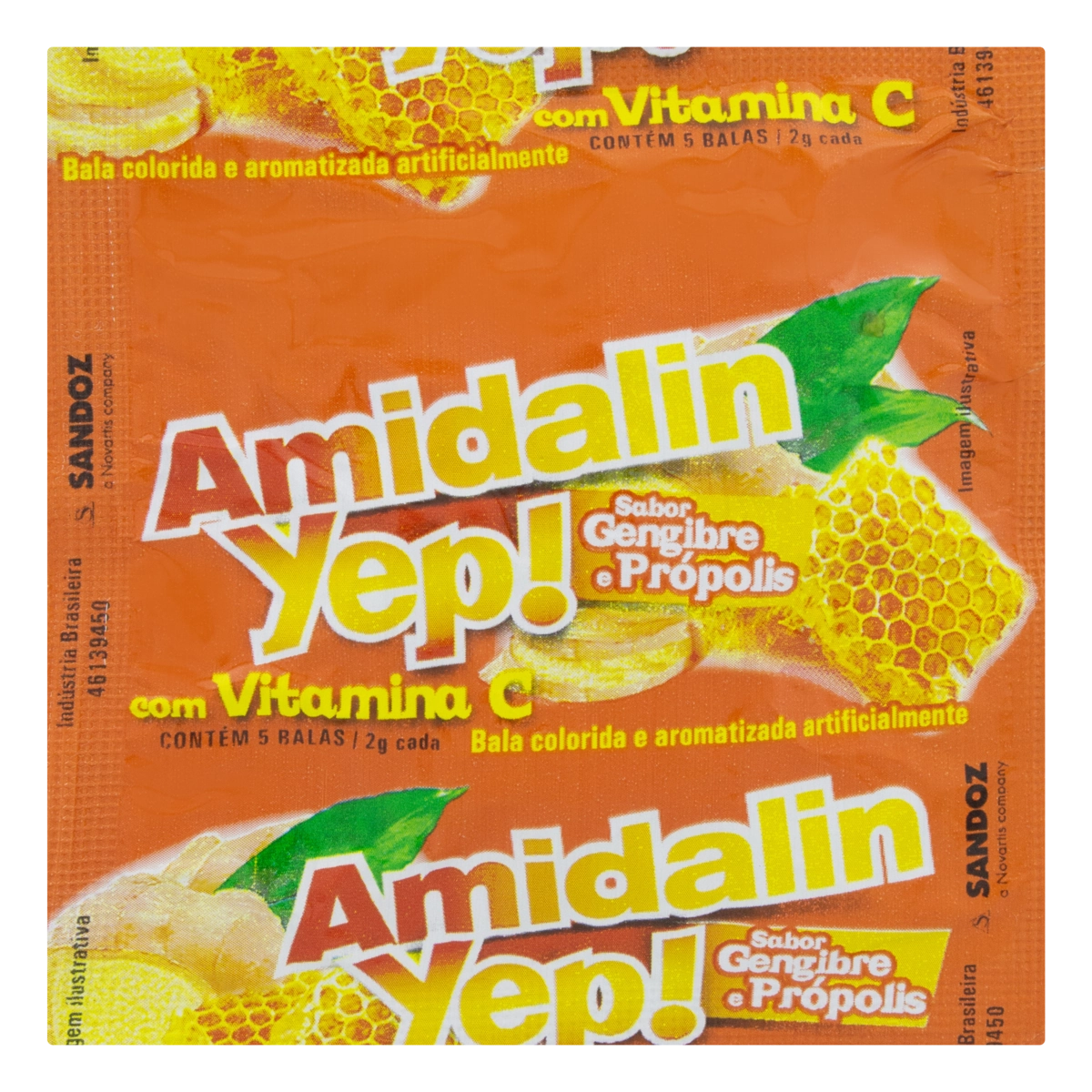 Bala Gengibre E Própolis Amidalin Yep Envelope 5 Unidades