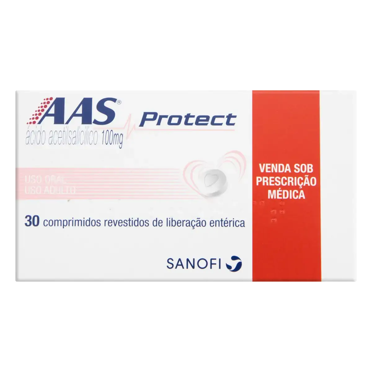 Aas Protect 100mg Sanofi Caixa 30 Comprimidos Revestidos