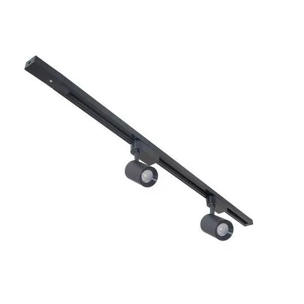 Trilho Eletrificado 1m + 2 Spot Led 7w 3000k Bivolt Preto