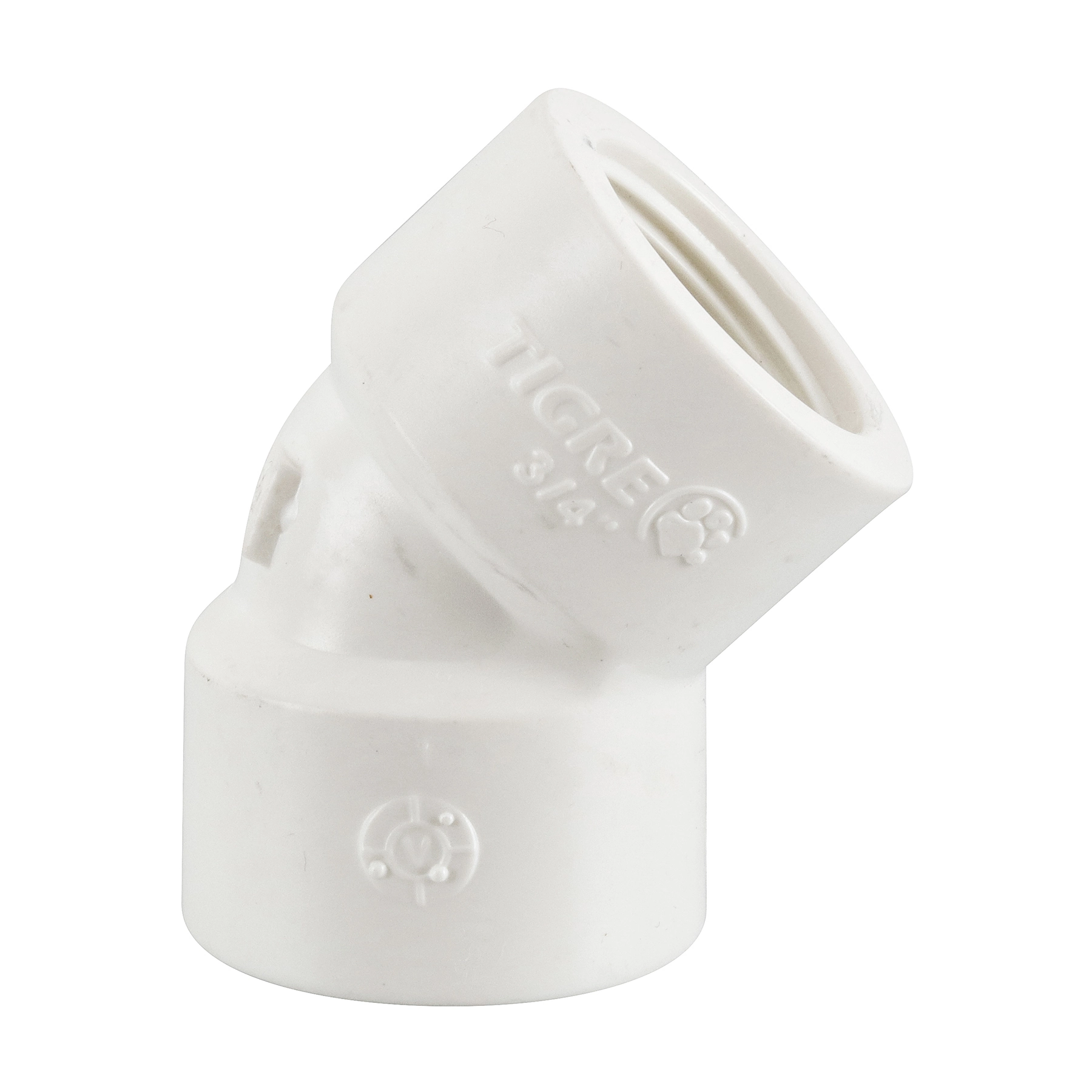 Joelho 45° PVC Branco Roscável 3/4" 25mm Tigre