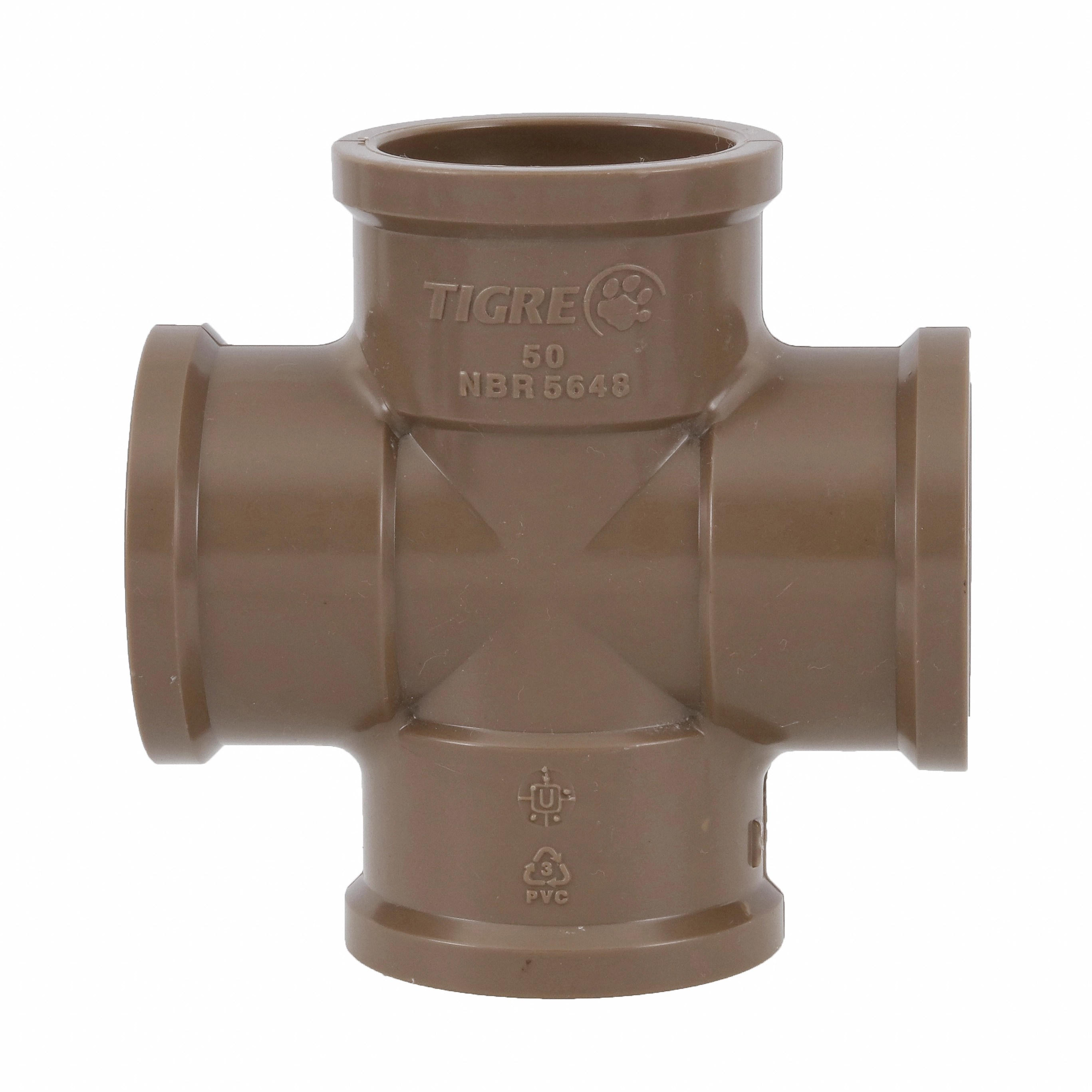 Cruzeta PVC Marrom Soldável 1.1/2" 50mm Tigre
