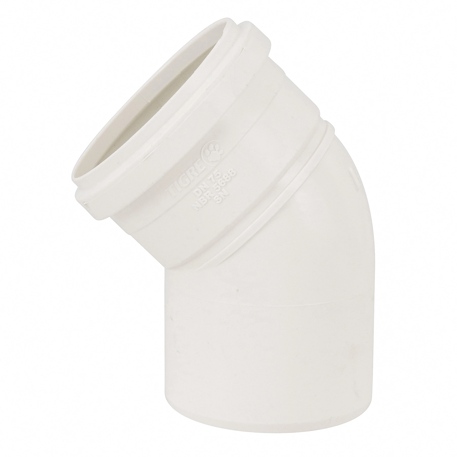 Joelho 45° para Esgoto 75mm Branco