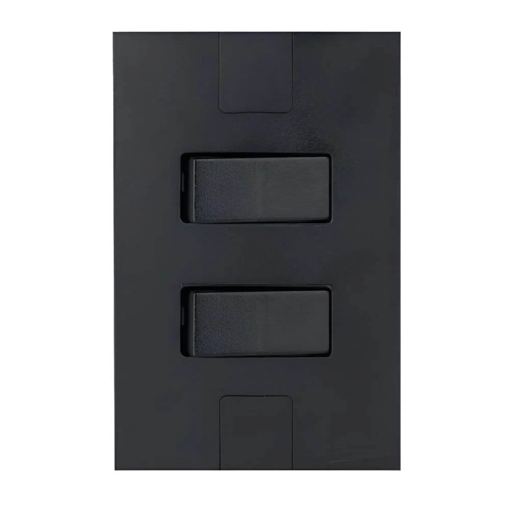 Interruptor 2 Teclas Simples Placa 4x2 Caprice Pluzie Preta