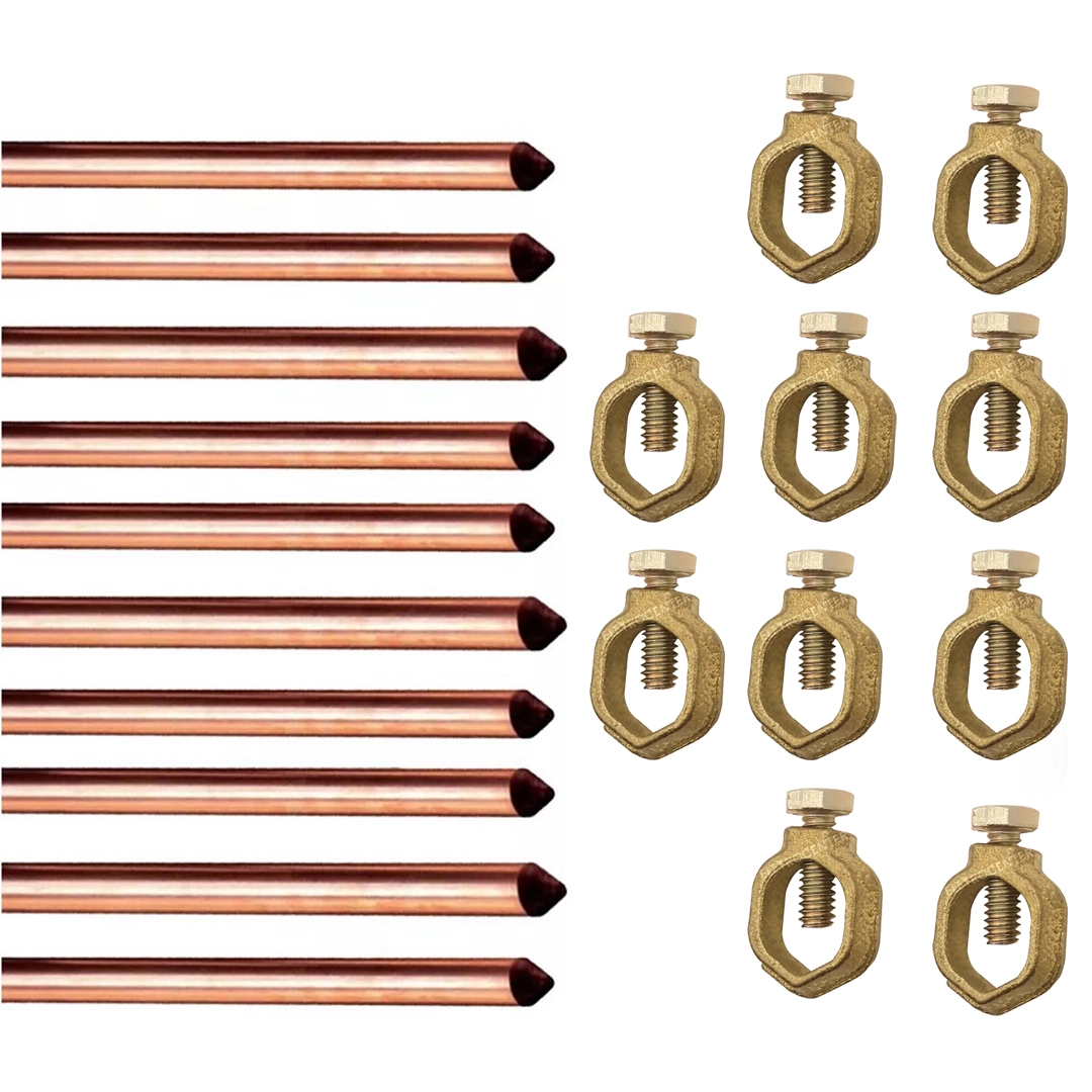 Kit 10 Haste Aterr Cobre - 1/2 X 2,0mts 10mm + 10 Conector