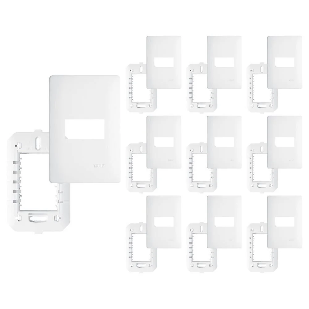 10 Placa Com Suporte Fame Habitat 4x2 Para Módulo Horizontal Branco