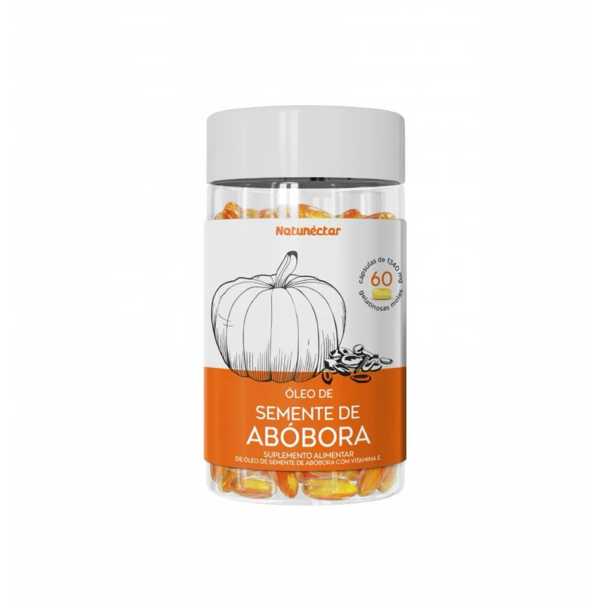 Óleo Semente De Abóbora 1000mg- Vitamina E- 60 Cápsulas sem sabor