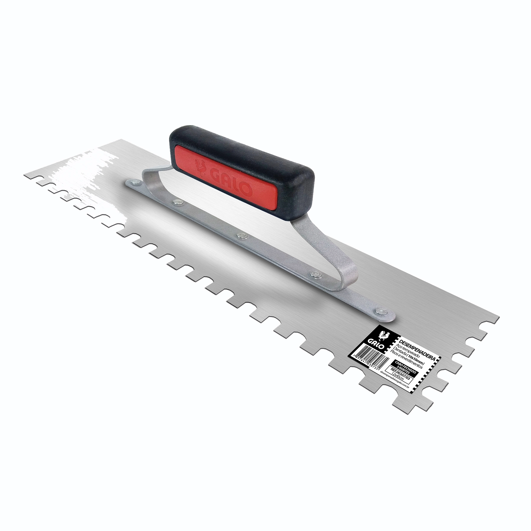 Desempenadeira Aço Temperado Lisa 120x400mm Cabo Fechado com 5 rebites Galo