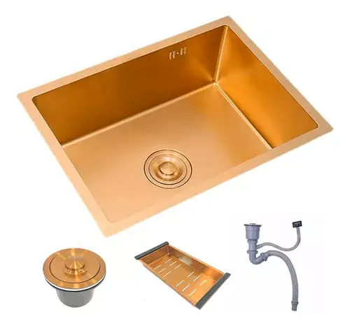 Cuba Gourmet Cozinha 50x40 Completa Aço Inox 304 Escovado Rose