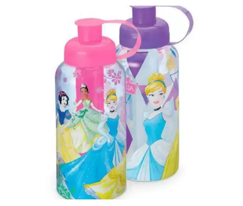 Garrafa Infantil 550ml tubo de gelo Escolar - Princesas Roxo