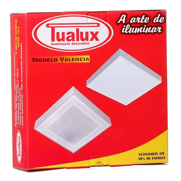 Plafon 1 Lâmpada Branco Plástico Valência Tualux