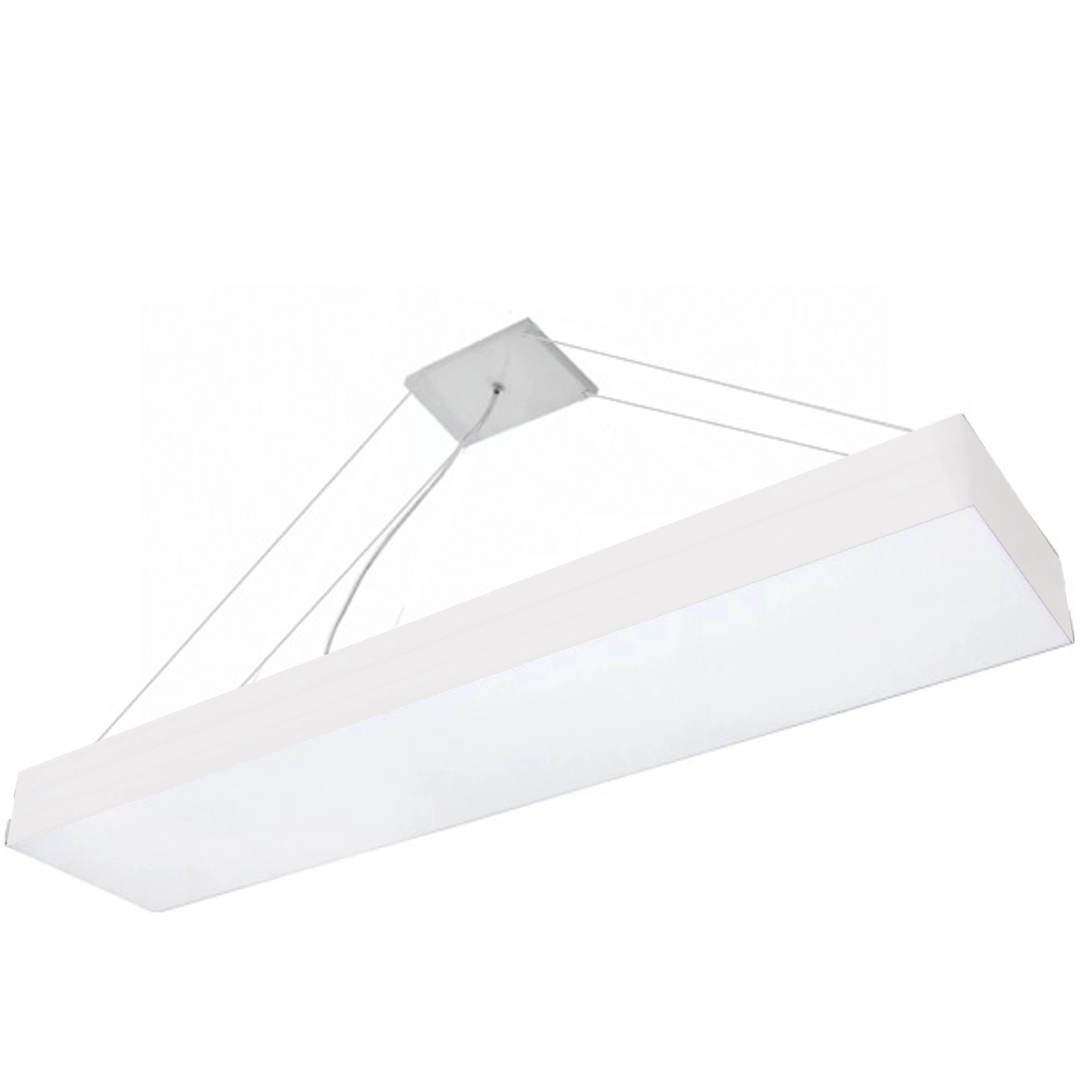 Pendente Tualux Retangular Metal e Plástico Prata 4 Lâmpadas Bivolt