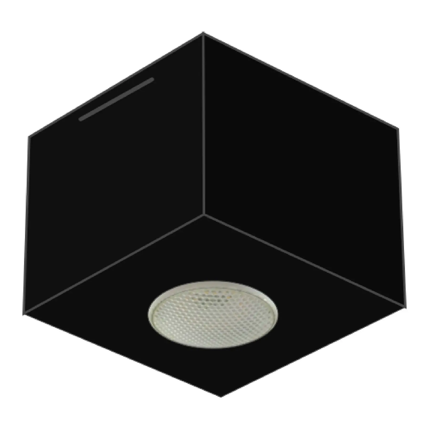 Plafon de Sobrepor Quadrado Granada com Difusor Preto para 01 Lâmpadas Par 20 ou Bulbo Led E-27 A60 9W - 13X13 cm