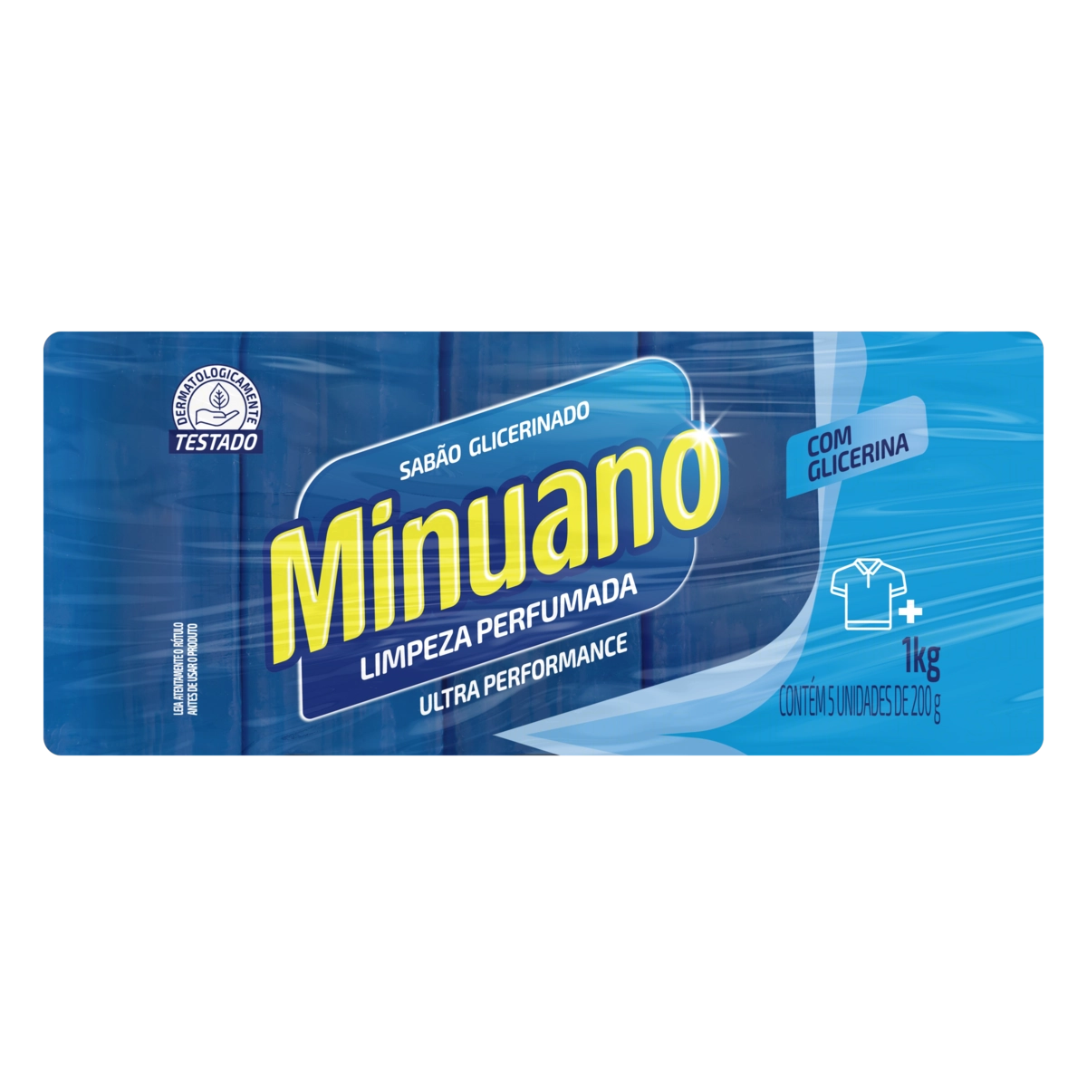 Sabão Barra Glicerinado Multiuso Minuano Pacote 1kg 5 Unidades