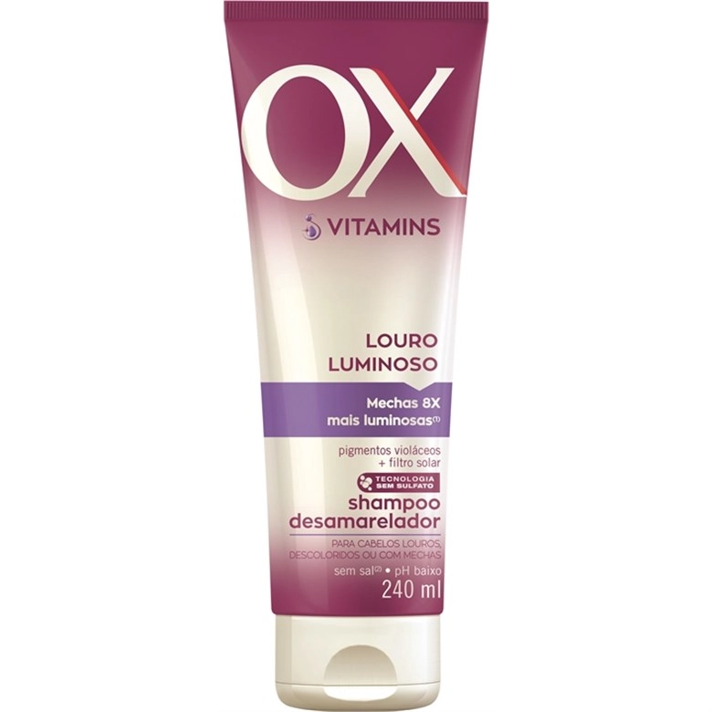 Shampoo Uso Diário Ox Vitamins 240ml Louro Luminoso Unit