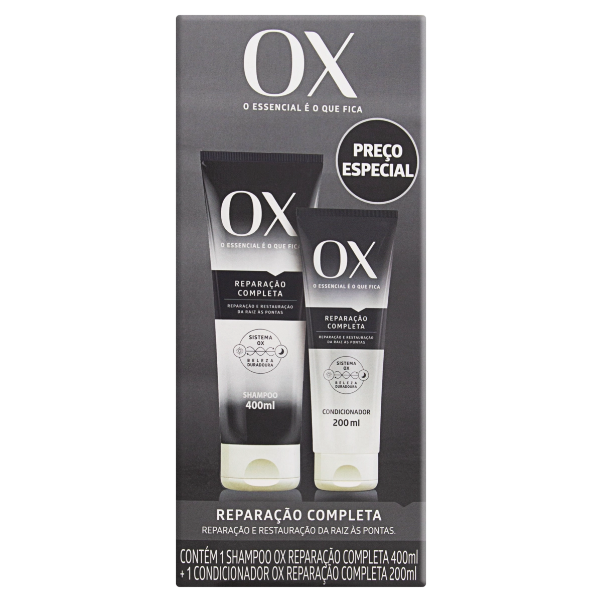 Kit Shampoo 400ml Condicionador 200ml Ox Cosméticos Reparação Completa