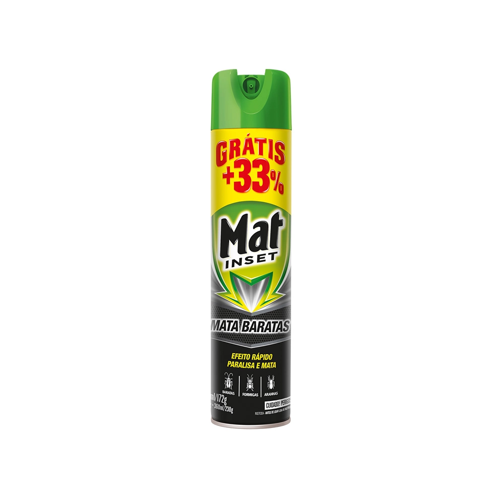 Inseticida Aerossol Mata Baratas Mat Inset Frasco 360ml Spray Grátis 33