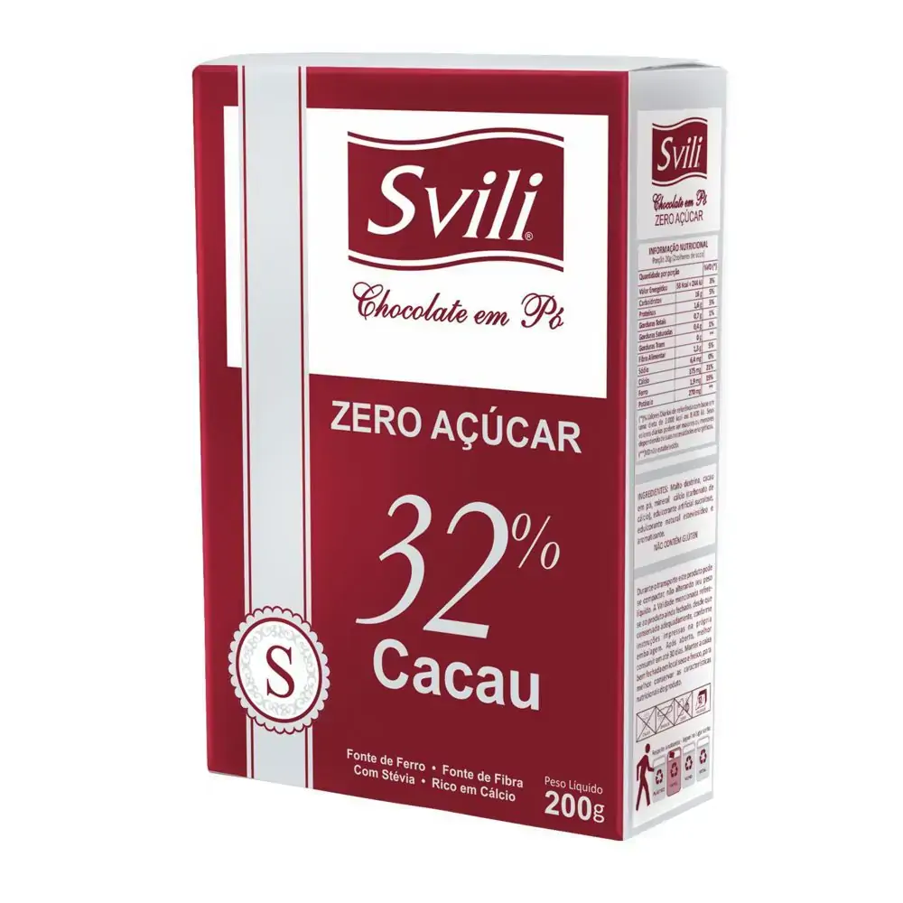 Chocolate Em Po Zero Açucar Svili 200g Fbd Dist