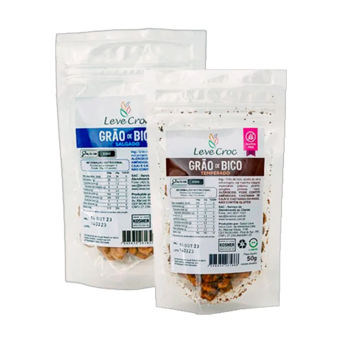 Kit 2 Snacks de Grão de Bico Leve Croc: Salgado, Temperado
