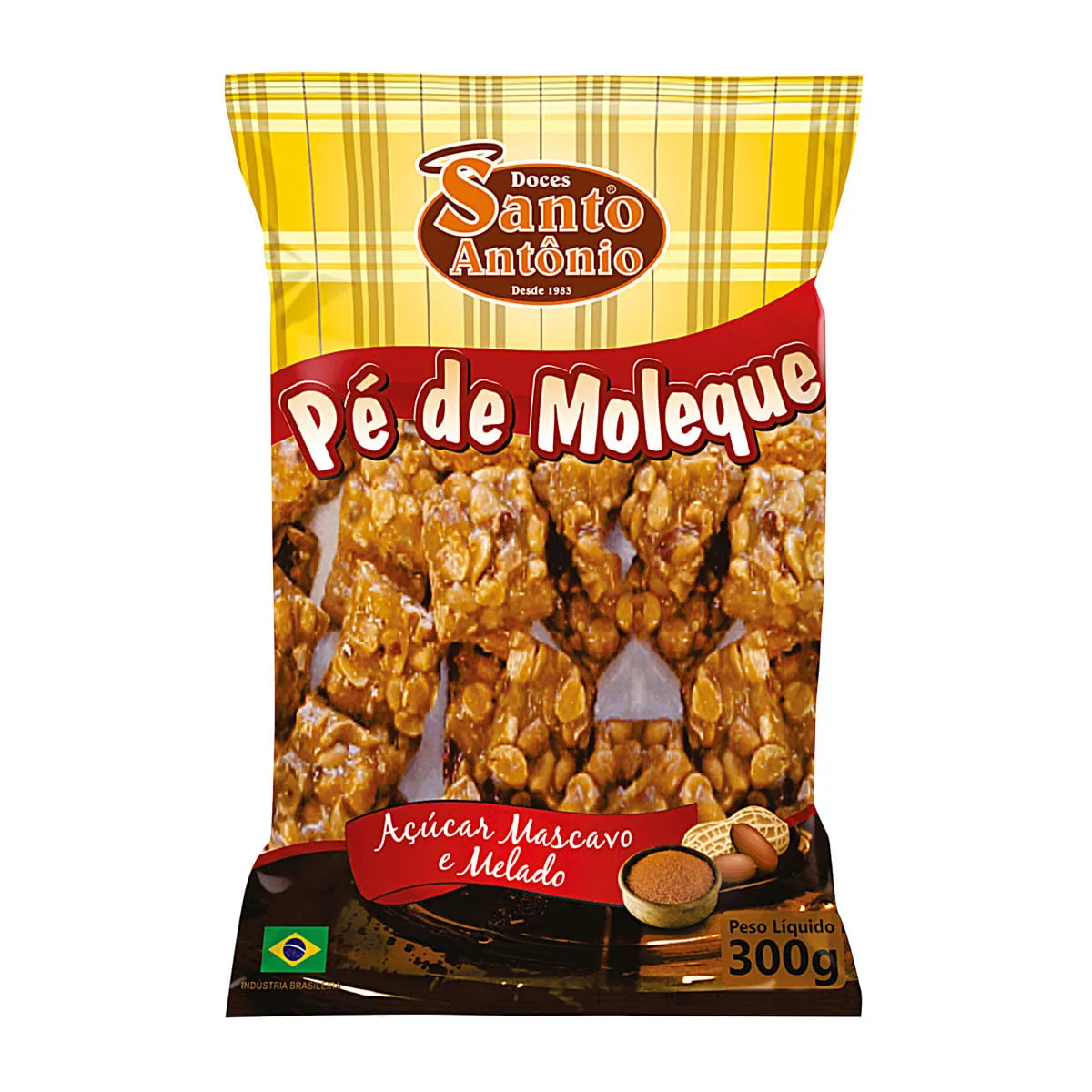 Pé De Moleque Com Açúcar Mascavo E Melado Santo Antônio Pacote 300g