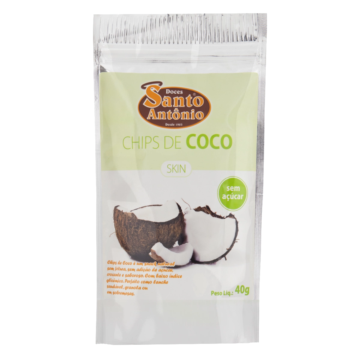 Chips De Coco Skin Zero Açúcar Santo Antônio Sachê 40g
