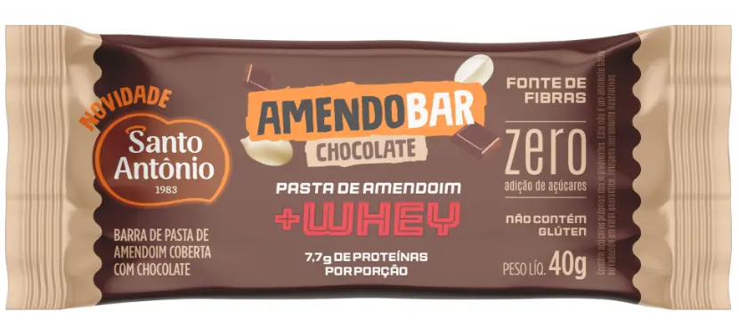 Barra Proteina Amendobar Santo Antonio 40g Chocolate C/ Whey