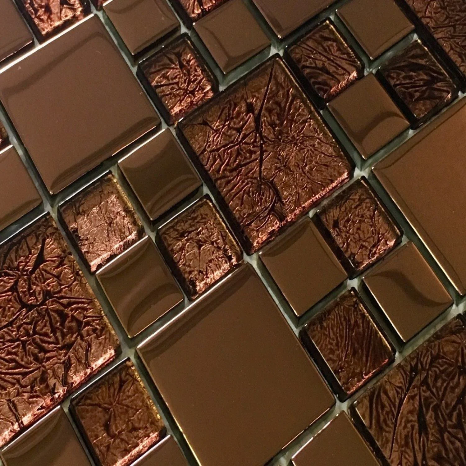 Pastilha De Vidro Metalizada 30cmx30cm La Bella Griffe Cobre