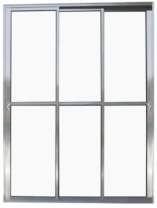 Porta De Aluminio Sacada 3 Folhas Móveis Com Fechadura Linha Premium Brilhante