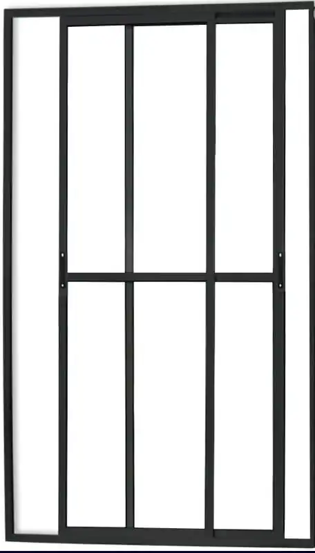 Porta Sacada 2 Folhas Móveis Com Trinco 2,10 X 1,20 Cor Preto Linha Econ