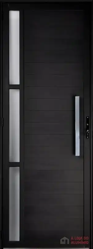 Porta De Aluminio Lambril Visor Lateral Com Puxador Linha Premium Preto